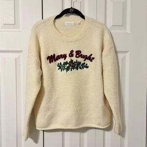 Mia & Tess Merry & Bright Embroidered Sweater NEVER WORN